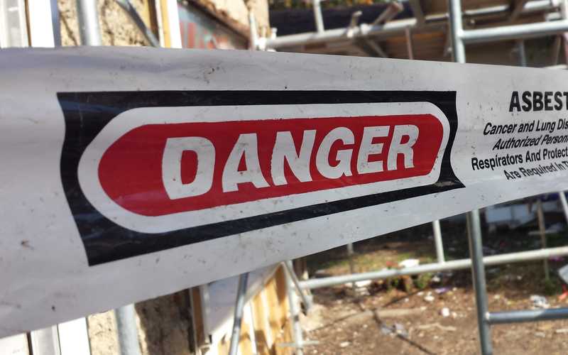 Asbestos danger sign