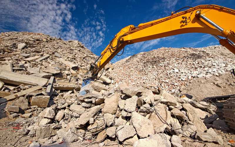 Medium shot of a bulldozer working at a jobsite