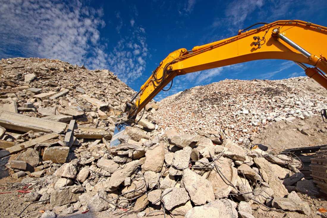 Medium shot of a bulldozer working at a jobsite