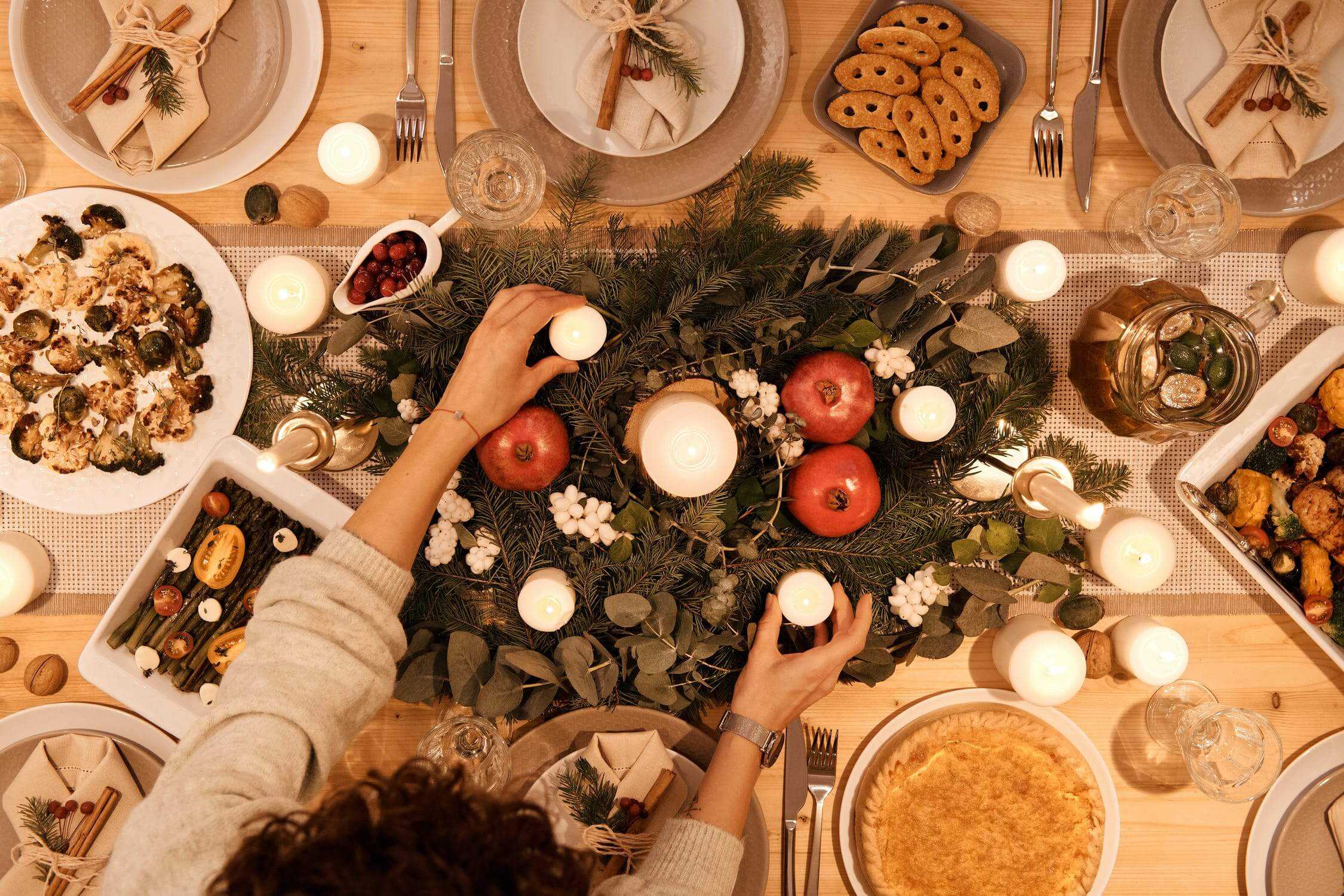 View of a festive table from above